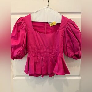 Hunter Bell Elegant Pink Puff Sleeve Top